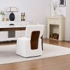 Modern Linen Upholstered Dining Chair with Casters, Stylish Armless Side Chair for Kitchen, Dining Room, or Living Areas-Panipeachy - 3 of 4