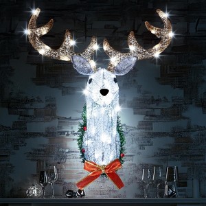 Lighted Christmas Wall Decoration Reindeer Head, 32" 3D Battery Operated with 8 Modes - 1 of 4