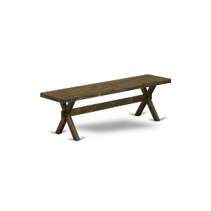 HomeStock X-Style Modern Kitchen Bench with Wooden Seat, 60x15x18 Inch, Espresso - 1 of 4