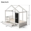 House Bed Frame with Blackboard and Drawers for Kids/Teens Bedroom, Wood Platform Bed with Roof Design, No Box Spring Needed & Easy Assemble - 3 of 4