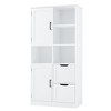TIRAMISUBEST Bathroom Storage Cabinet with Doors and Drawers, Multiple Storage Space, Freestanding Style, Open Shelve, Adjustable Shelf, White - 4 of 4