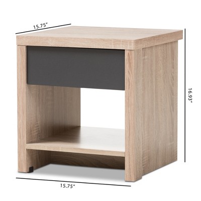 Jamie Two-Tone Oak and Gray Wood 1-Drawer Nightstand