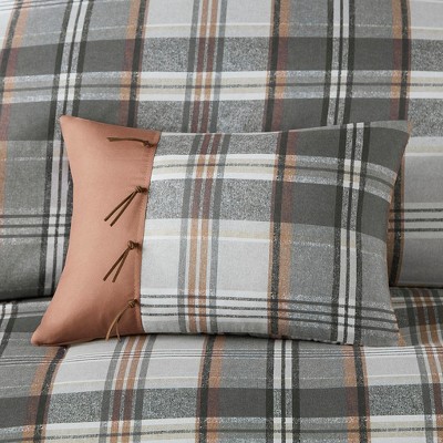 Tan and Gray Plaid Twin/Twin XL Microfiber Comforter Set