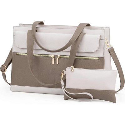 for Women 15.6 Inch Tote Work Professional Leather Computer Briefcase Waterproof Handbag Shoulder Large