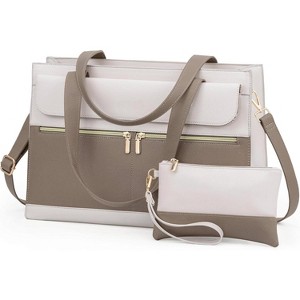 for Women 15.6 Inch Tote Work Professional Leather Computer Briefcase Waterproof Handbag Shoulder Large - 1 of 4