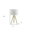 HomeRoots Gold Metal Adjustable Height Tripod Table Lamp With White Drum Shade - 3 of 4