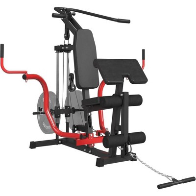 ER KANG Home Gym Station, 800lb Capacity Chest Fly Machine, Shoulder Press, PEC Fly, LAT Pulldown, Bicep Curl and Leg Extension 5-in-1 Home Gym