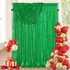 Wikineon Backdrop Curtains Green Sequin Panels: Glitter Party Decoration Sparkly Fringe Photoshoot Christmas Backdrop Fabric 4ftx8ft - 2 of 4