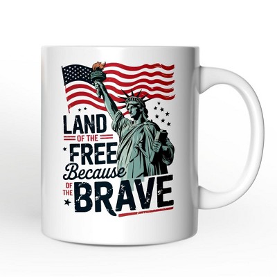 Land of the Free Because of the Brave Mug, 4th of July Statue of Liberty Gift| OrnamentallyYou