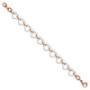 Black Bow Jewelry Rose Tone Stainless Steel & White Ceramic Heart Link Bracelet, 7.25 In - 2 of 4