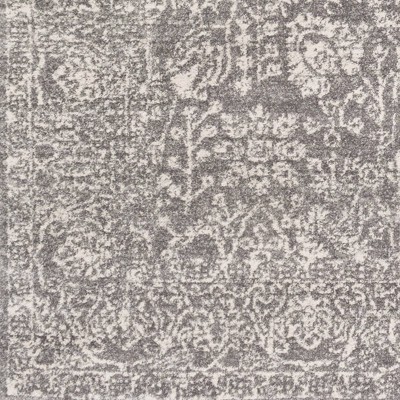 Gray Floral Synthetic Rectangular Area Rug