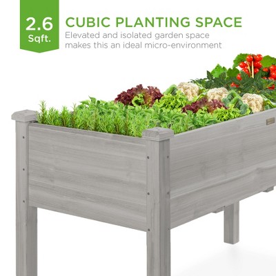 Gray Fir Wood Raised Garden Bed with Bed Liner, 34" x 18" x 30"