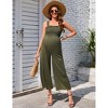 Maternity Jumpsuit Summer Smocked Sleeveless Casual Long Pants Loose Wide Leg High Waist Romper Overalls Pockets - 2 of 4
