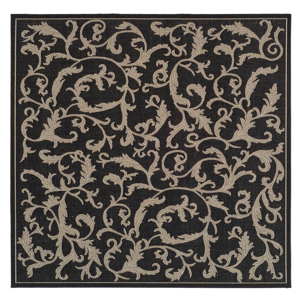 6'7in Jassy Outdoor Rug Black/Sand - Safavieh