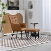 CAVINAS PU Leather Accent Chair with Curved Backrest and Metal Legs,Cozy Upholstered Living Room Chairs,Reading Chairs for Living Room - 2 of 4