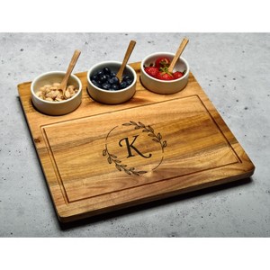 Picnic at Ascot Personalized Acacia Cheese & Charcuterie Board with Ceramic Dip Bowls - 1 of 4