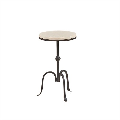 VYNXARIA Industrial Marble Coffee Table with Black Metal Frame