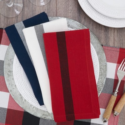 Saro Lifestyle Banded Design Cotton Table Napkins - Thumbnail 3