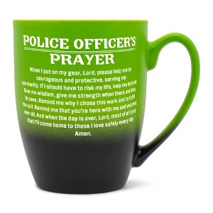 Elanze Designs First Responder Appreciation Coffee Cup Mug 12 Ounce Ceramic With Ombre Gradient Police Officer's Prayer Green and Black - 1 of 4