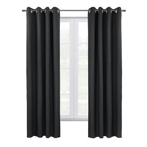 Thermaplus Shadow Window Treatment Blackout Grommet Curtain Panel 52" x 108" for Bedroom Livingroom Black - 1 of 4