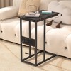 VECELO C-Shaped End Side Table with Charging Station & Power Outlets for Couch Sofa/Bed, Snack TV Tray for Living Room or Bedroom, Black/Brown/Black Marble/Gold - 4 of 4