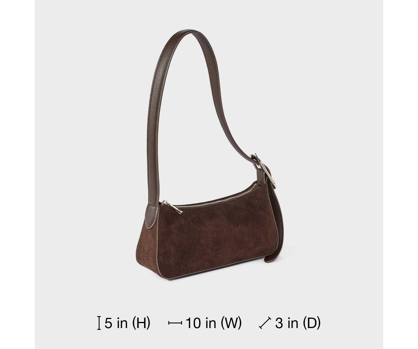 Сумка A New Day Faux Suede Elongated Belt Strap Shoulder, цвет: Коричневый — фото 6