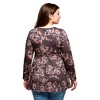 24seven Comfort Apparel Plus Size Brown Floral Print Long Sleeve Tunic Top - 3 of 3