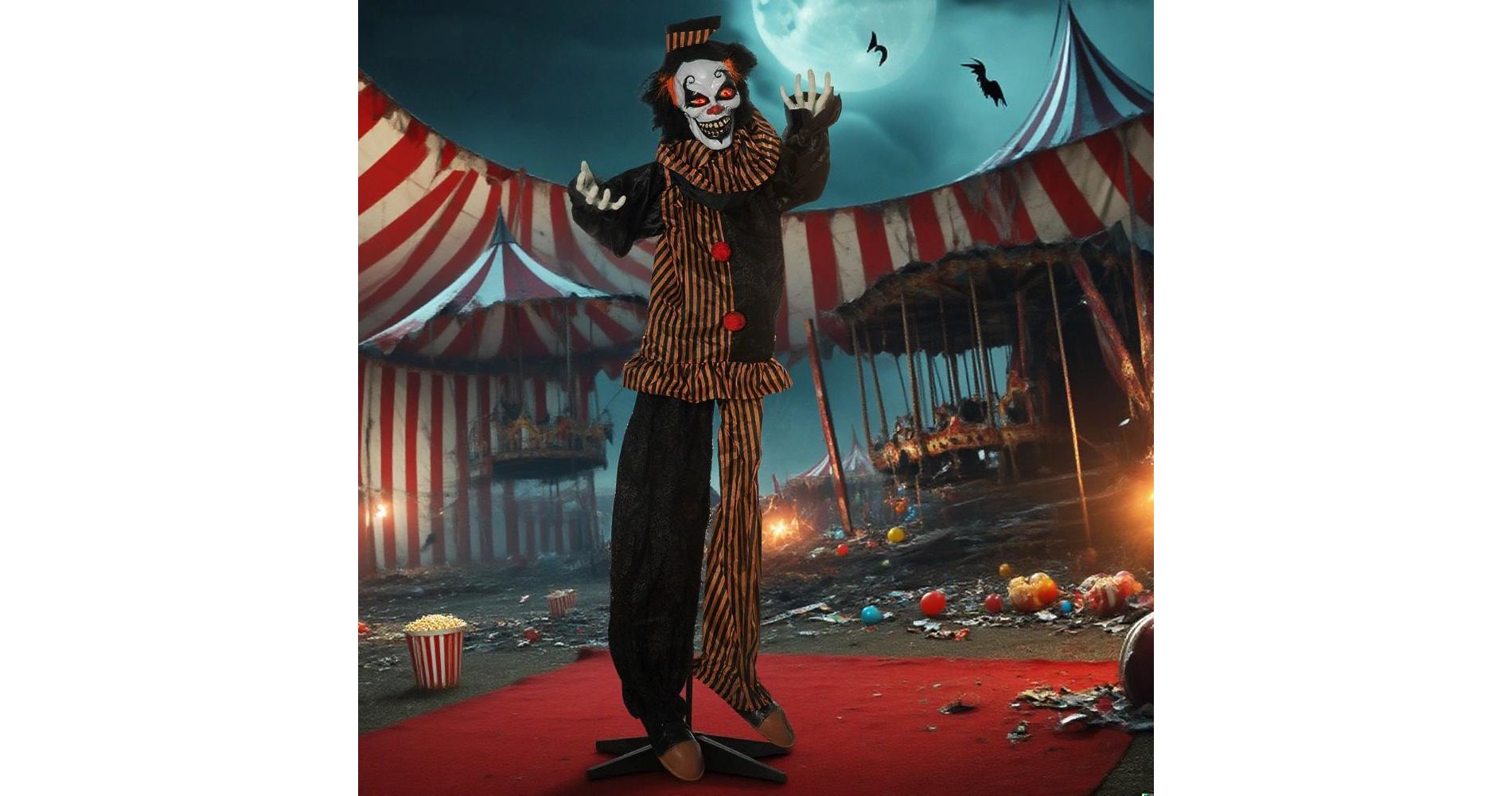 Outdoor Halloween Decorations Talking Circus Clown, Animatronic Animated Prop, D¨¦cor with Sound and Motion Activated Light Up Eyes, Laughter
