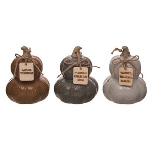 Transpac Ceramic Stacked Pumpkin w/Tag Set of 3 Fall/Harvest Home Decorations - 1 of 1