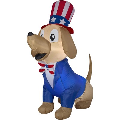 Gemmy Airblown Inflatable Patriotic Pooch, 5 ft Tall, Blue