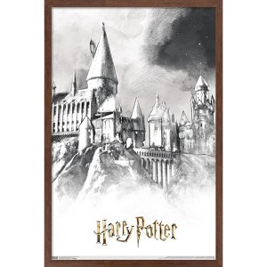 Trends International The Wizarding World: Harry Potter - Illustrated Hogwarts Framed Wall Poster Prints - 1 of 4