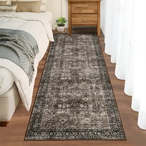 Machine Washable Soft Indoor Area Rugs Vintage Low Pile Non Slip Carpet for Bedroom Living Room Decor Bedside Bathroom Floor Mat - 1 of 4