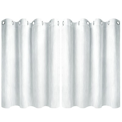 PiccoCasa Linen Textured Look Grommet Top Noise Reduce Blackout Curtains 2 Pcs