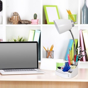 Gooseneck Organizer Desk Lamp with iPad Tablet Stand Book Holder and Charging Outlet - LimeLights - 1 of 4