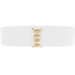 INSPIRE CHIC Women's Golden Interlock Buckle Stretchy Vintage Elastic Waist Belts 1 Pc - 1 of 4
