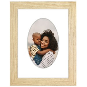 Americanflat 4x6 Picture Frame with Oval Mat Insert and Shatter-Resistant Glass - Signature Collection - 6x8 Picture Frame without Mat - Natural Oak - 1 of 4