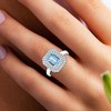 Pompeii3 8x6mm Aquamarine & Diamond Halo Ring 14k White Gold - 4 of 4