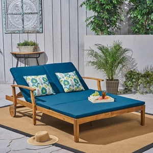 PAGED Patio Chaise Lounge Wooden Adjustable Recliner with Armrests Modern Lounge Chair for Garden, Poolside - 1 of 4