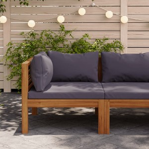 vidaXL Sectional Corner Sofa with Dark Gray Cushions Solid Acacia Wood - 1 of 4