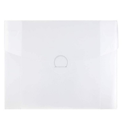 JAM Paper Plastic Portfolio w/Circular Tuck Flap Closure 8 1/2x6 1/2x1/4 CLR 3788B
