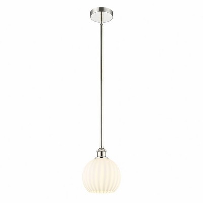 White Venetian - 1 Light Stem Hung Mini Pendant In Modern Style-9.5 Inches Tall and 8 Inches Wide