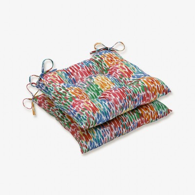 2pk Make It Rain Wrought Iron Outdoor Seat Cushion Zinnia Blue - Pillow Perfect