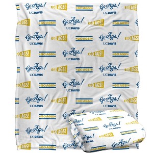 University Of California, Davis Go Ags! Pattern Silky Touch Blanket White 50x60 - 1 of 4