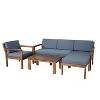 Janey 3-piece Acacia Wood Patio Conversation Set with Cushions, Outdoor Sofa Set with Wood Tabletop - Maison Boucle - 3 of 4