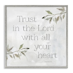 Stupell Industries Trust The Lord Spiritual Phrase Botanical Leaves, 12" x 12" - 1 of 4