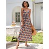 Women's Summer Floral Dress, Spaghetti Strap Midi Dress with Waist - Cinching Design - 4 of 4