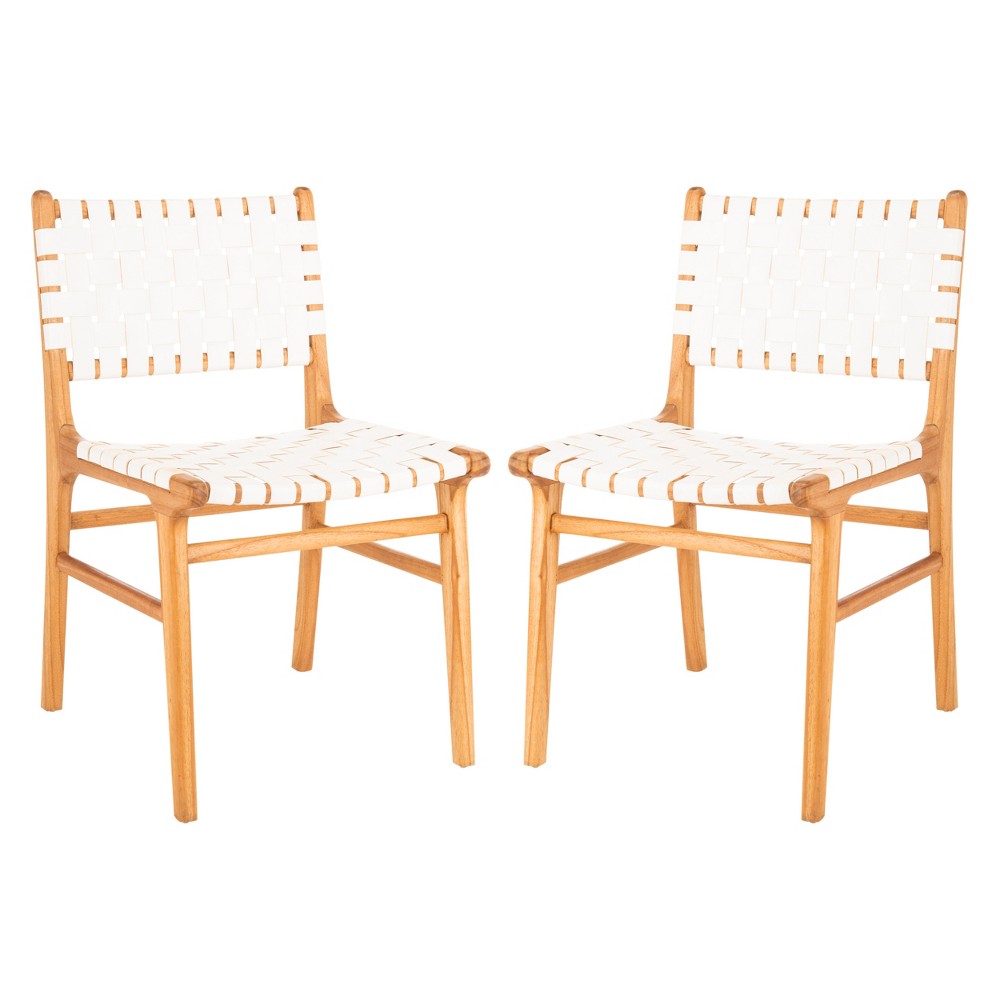 Safavieh Taika Woven Leather Dining Chair, Set of 2