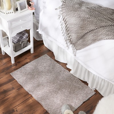 Leather Brown Diamond Handwoven Cotton Throw Rug 2x3 Ft