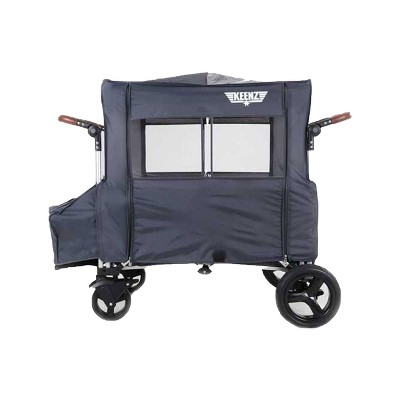 Keenz Outdoor All Weather Wind Cover and UV Protector with Windows and Zipper Enclosure for 7S Push Pull Storage Wagon Stroller, Gray