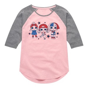 Girls' - LOL Surprise! - Fourth of July Shirt Tail Raglan Graphic T-shirt - 1 of 3